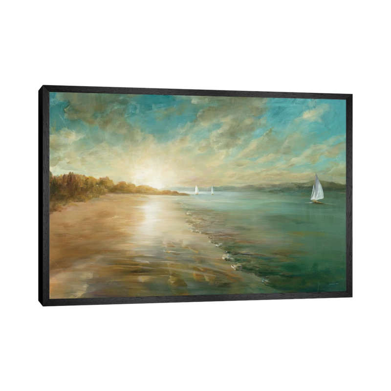 Coastal Glow 1 Piece Wall Art on Canvas, 152.5 cm H x 101.5 cm W, Black Floater Framed