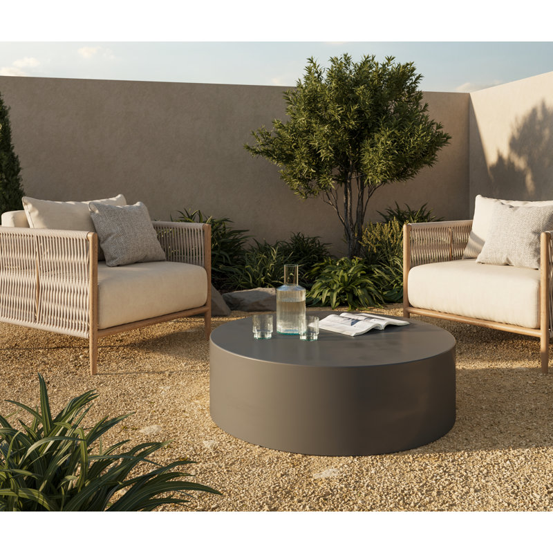 Table basse à tambour Burgener, Gris clair, H 12 po x L 39 po x l 39 po