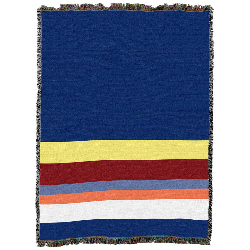 Jeté en coton Pure Country Weavers, Bleu / rouge / jaune rayé