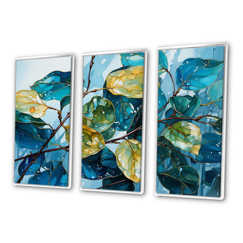 Ensemble de salon Leaves Charm, Cadre flottant blanc, H 28 po x l 36 po x P 1 po