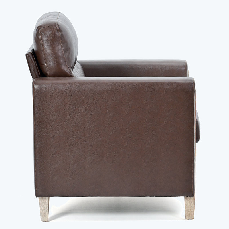 Chaise d'appoint rembourrée Rashieka, Similicuir brun