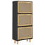 Shoe Cabinet 52x25x115 cm Engineered Wood&Natural Rattan-2110737247