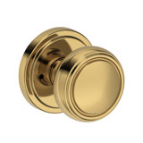 Bremerton Privacy Knob with Stepped Round Rose in Lifetime (PVD) Polished Brass