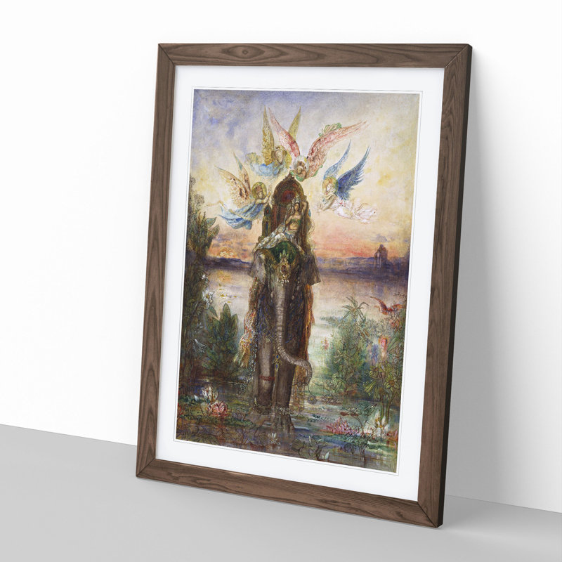 The Sacred Elephant by Gustave Moreau - Picture Frame Painting, Walnut Framed, 36cm H x 27cm W x 2cm D