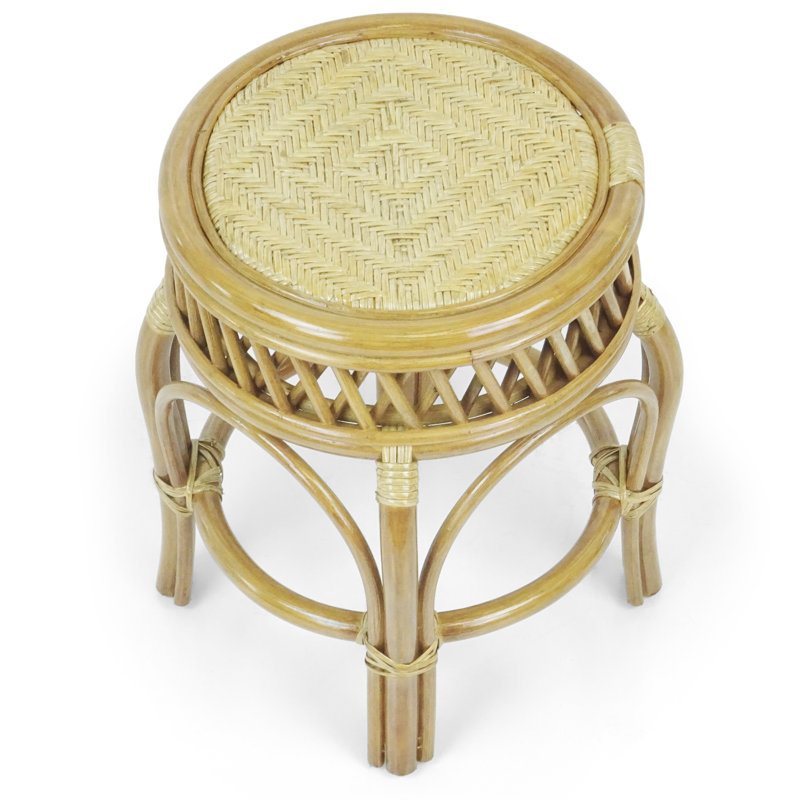 Tabouret en osier de rotin fabriqué à la main Ginger, entièrement assemblé, Beige