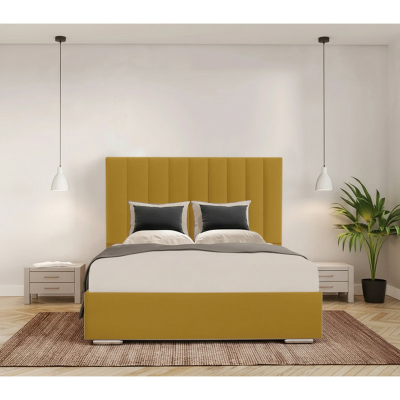 Caylob Upholstered Bed, Small Double, Turmeric