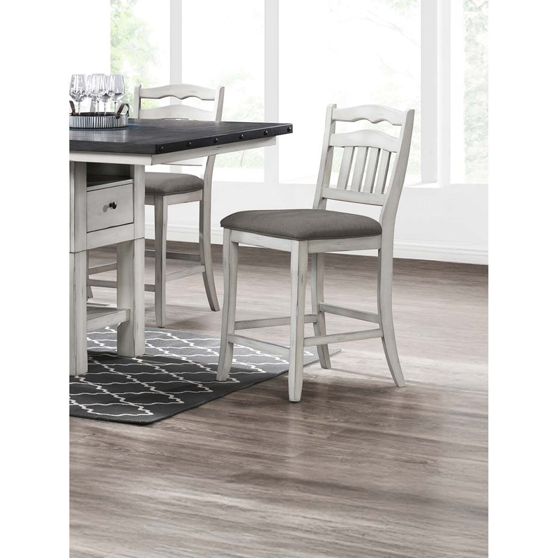 Chaises contemporaines blanches à hauteur de comptoir rembourrées avec coussins à dossier échelle 2Pc