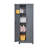 Broom Storage Cabinet With Locking Doors And Shelves, 65" H Metal Storage Cabinet With Hanging Rod & S-Hooks, Cleaning Tool Storage Cabinet Grey-126366479-126366478