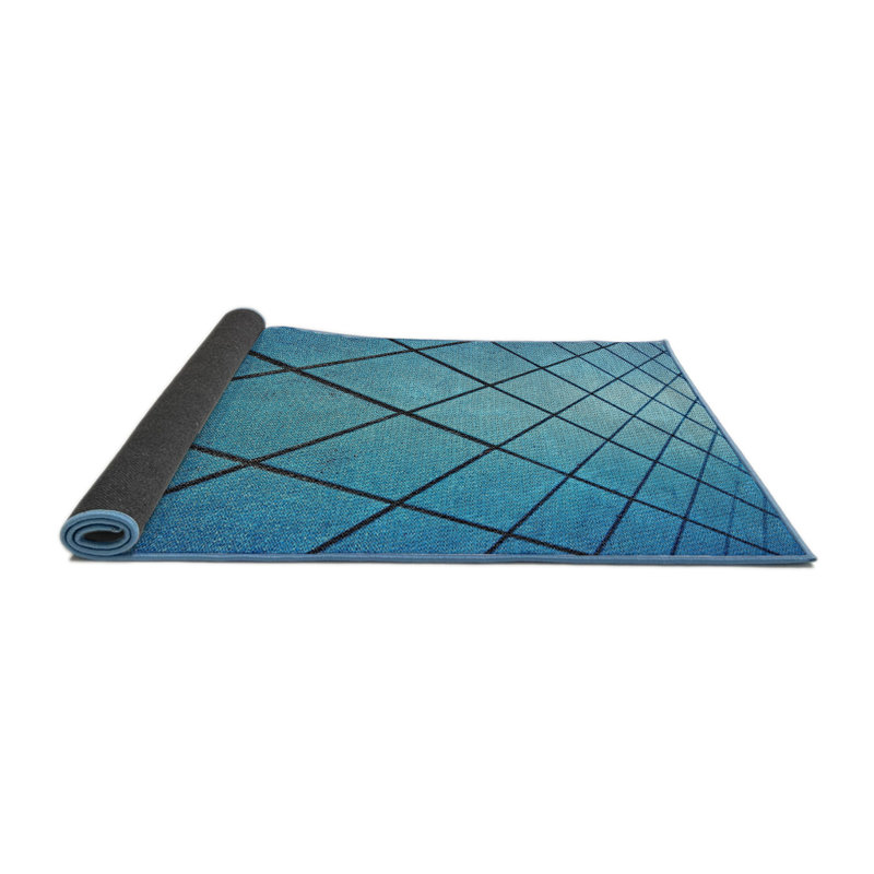Tapis bleu/noir à motifs Curwood, Rond 4 pi