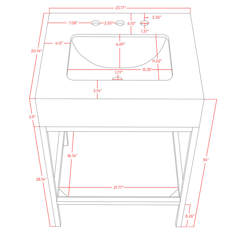 Marmo 24" Single Bathroom Vanity, Brushed Brass, White
