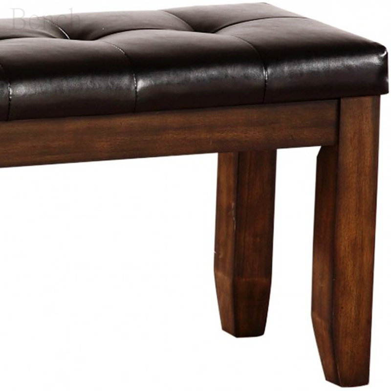 Boulus Faux Leather Upholstered Bench, Cherry