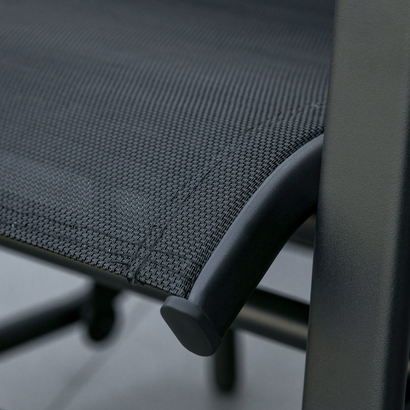 Fauteuils coulissants d'extérieur avec table basse, Noir, noir, noir, noir