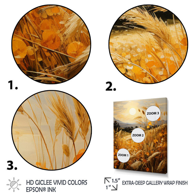 «Countryside Wheat Field of Gold II», reproduction sur toile, H 20 po x l 12 po x P 1 po, Cadre flottant doré