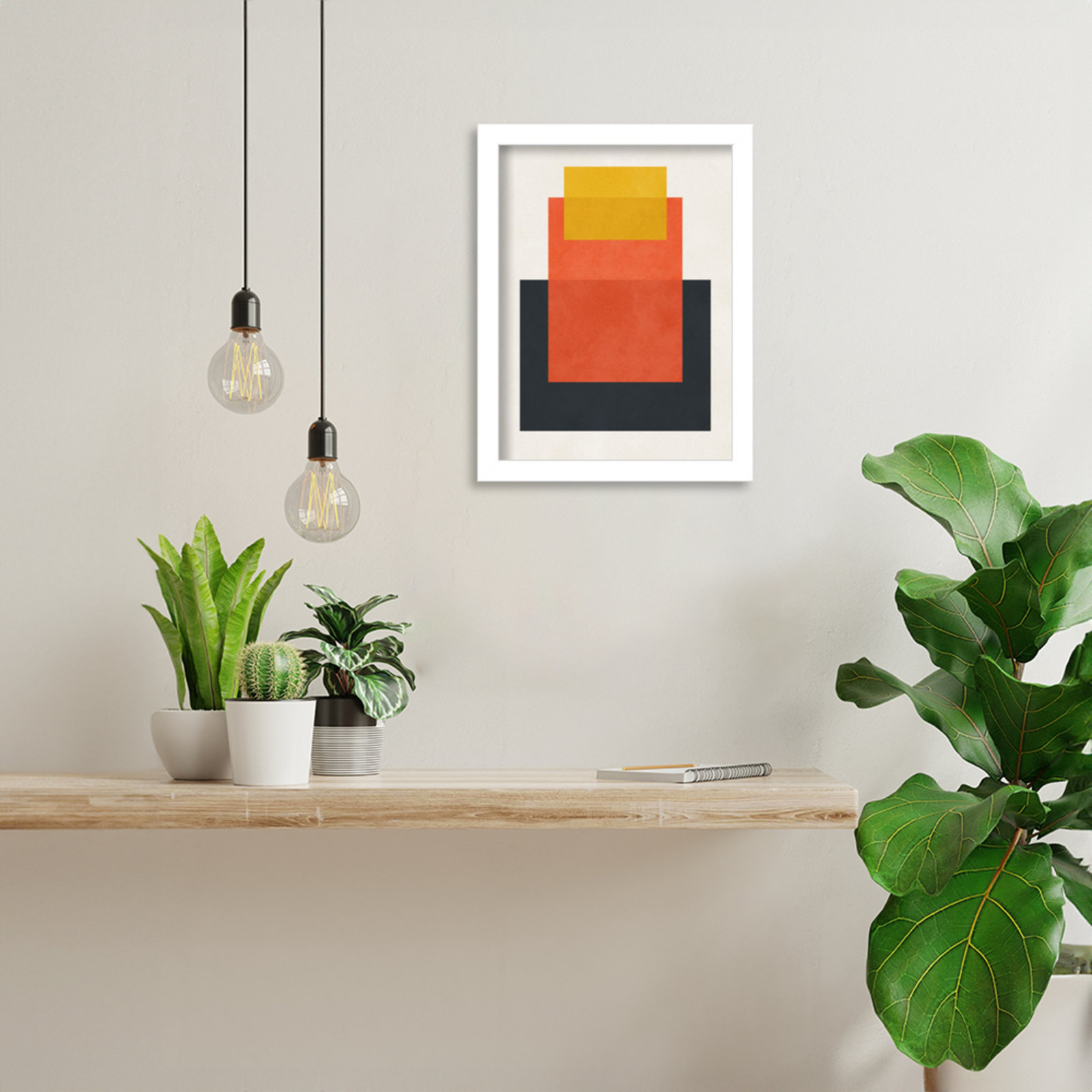 Overlapping geometry 10 by Norvin Wood Framed Wall Art Print, Brown/Orange, 13" H x 10" W, White