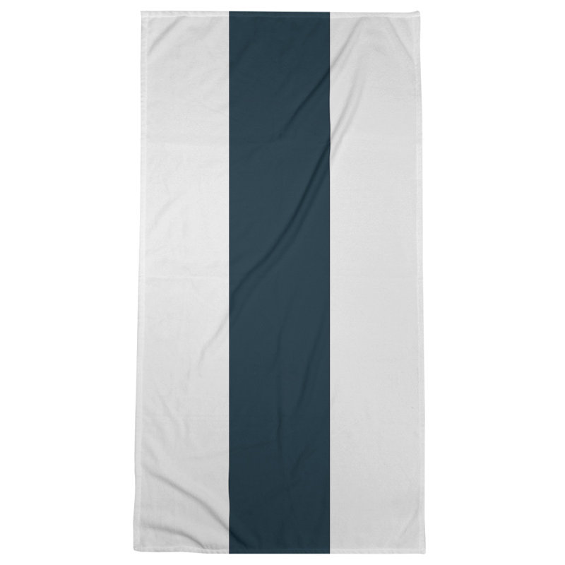 Bath Towel, White/Navy Blue