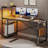 Nedyo 44'' W Computer Desk with RGB LED Lights & Reversible Storage Shelves,Home Office Desk with Hooks, CPU Stand,Cup Holder and Cloud Magnets，Gaming Desk.-1972246600-1972246644