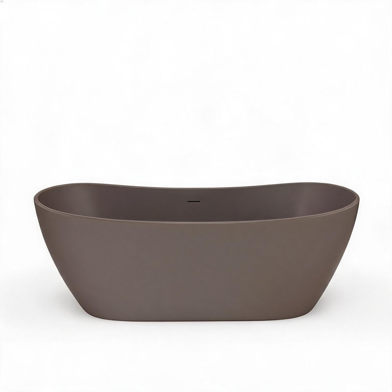 Baignoire de trempage autoportante 65 pouces à surface solide gris brun avec finition mate