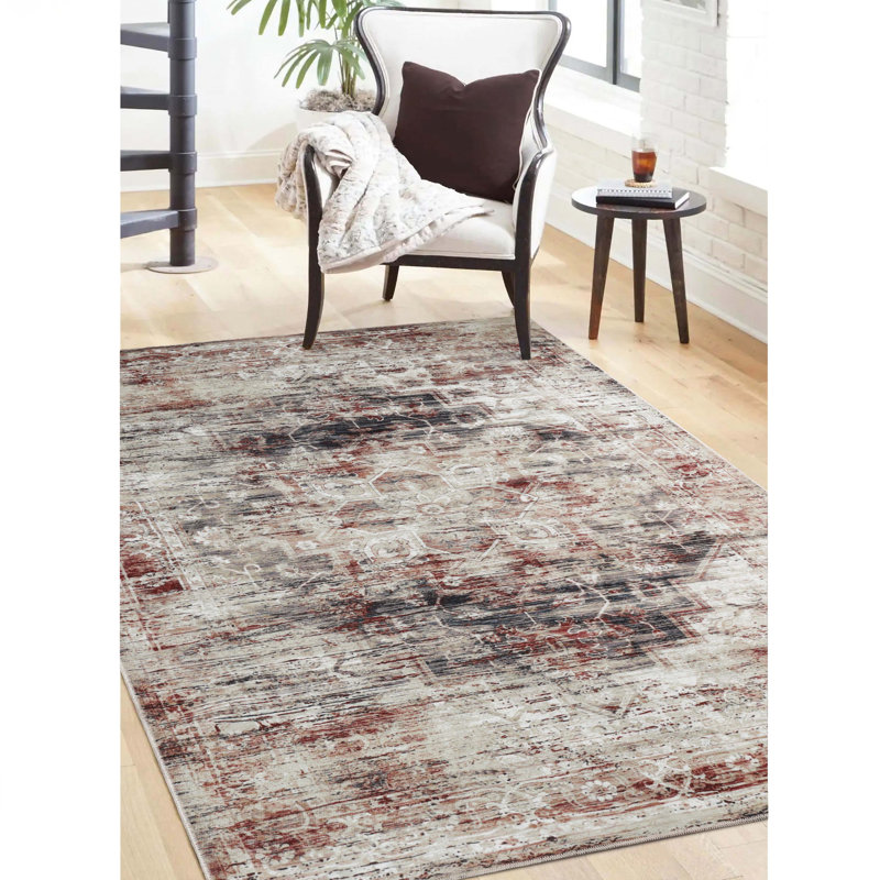 Tapis d'intérieur 100% polyester Bohemian, Rectangle 4 pi x 6 pi