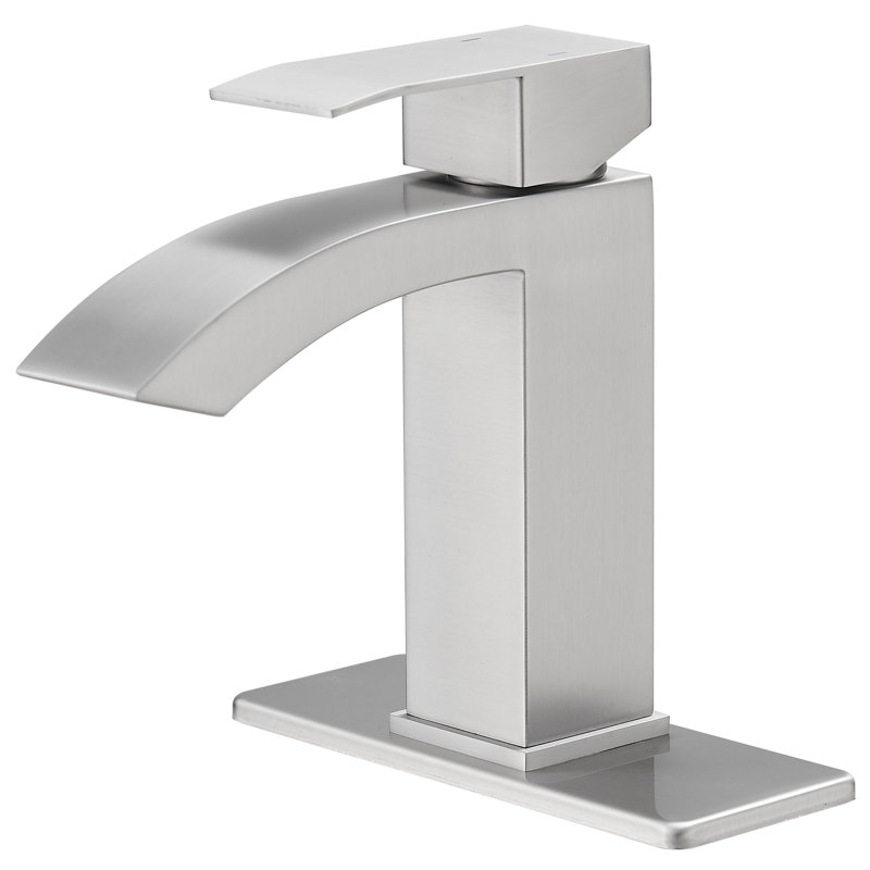Single Hole Single Handle High Arc Vessel Sink Faucet Bathroom Faucetwith Pop Up Drain Without Overflow , Brushed Nickel