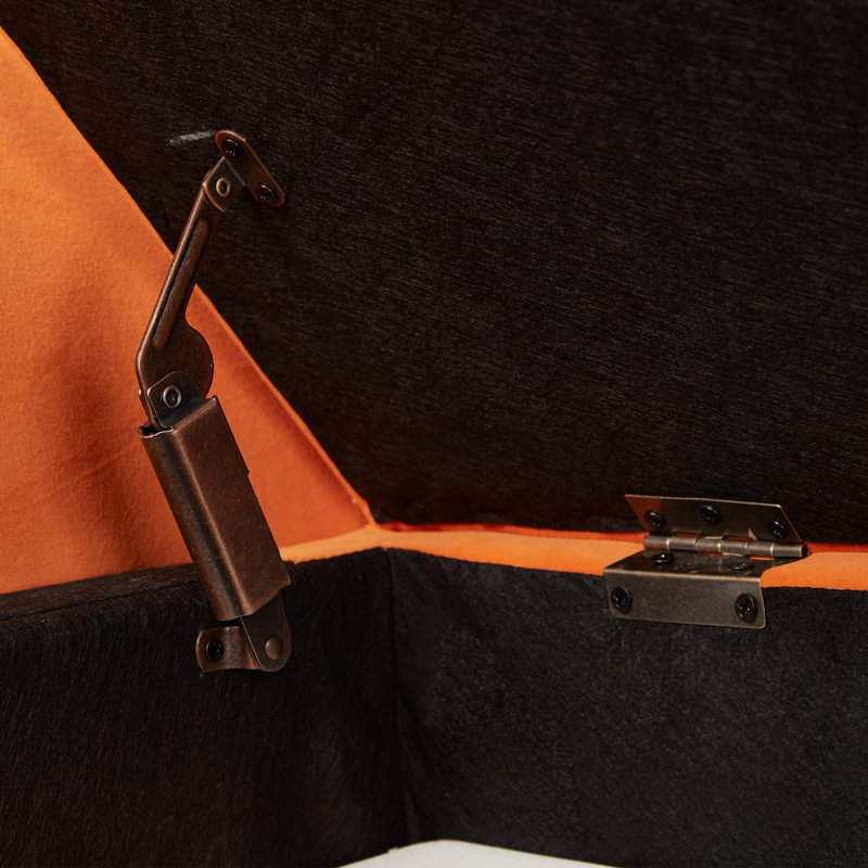 Banc de lit 51,5 po avec rangement en velours orange, Orange