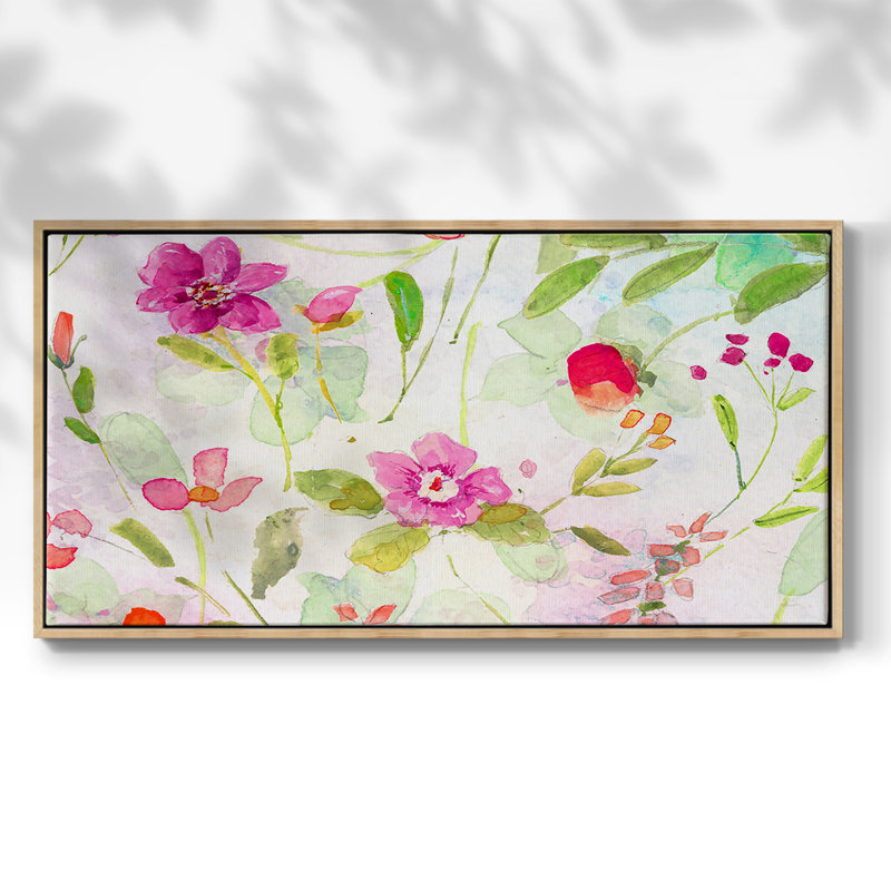 Jardin d'été - Toile tendue avec châssis, prête à accrocher, H 25 po x l 49 po, Naturel