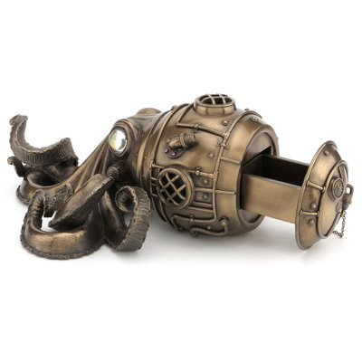 10.83 In L Steampunk Octopus Trinket Box  Poly Resin