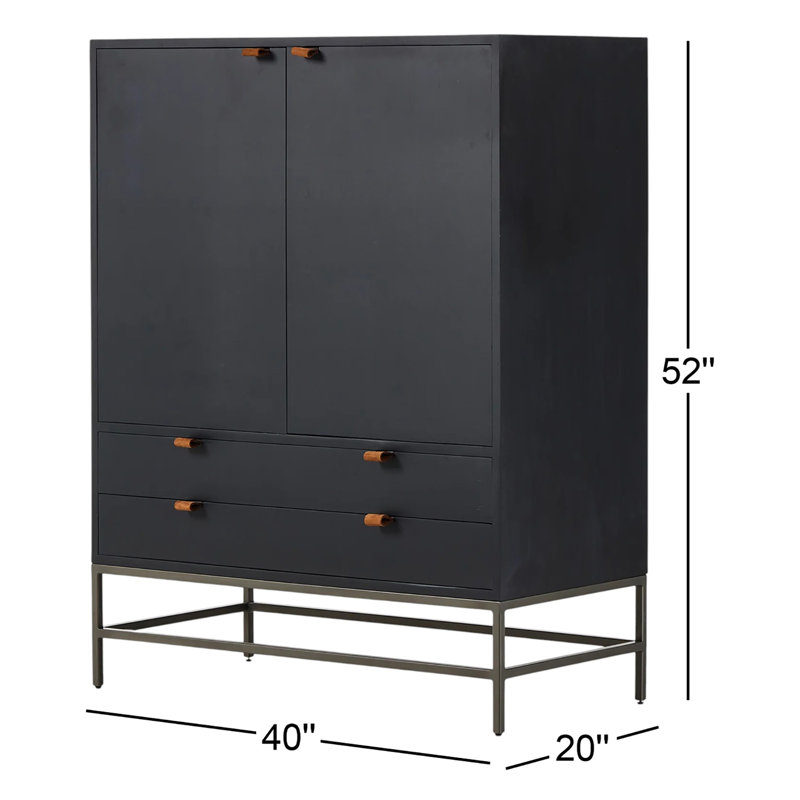 Trey Solid Wood Accent Cabinet, Black Wash Poplar