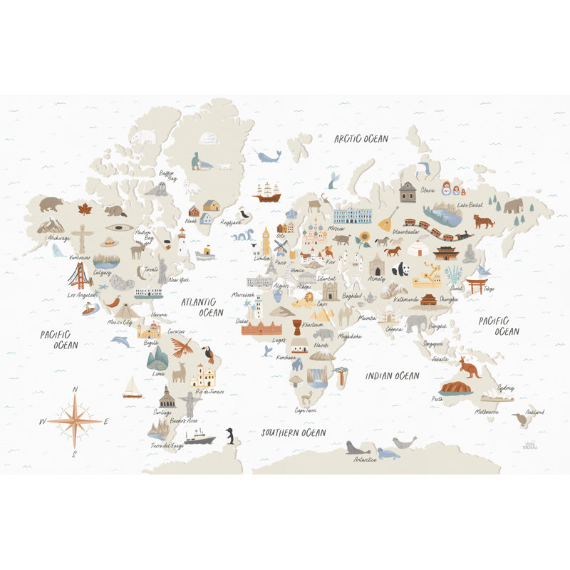 Around The World I by Laura Marshall - Wrapped Canvas Print, 51cm H x 76cm W