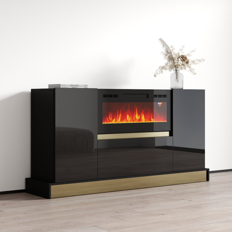 Buffet avec foyer électrique 66,9 po Williamstown, Noir