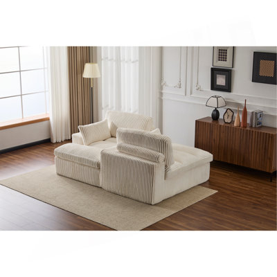 Double Chaise Lounge Chair Indoor,Oversized Upholstered Sleeper Cloud Couch,Deep Seat Luxury Sofa Bed,Sectional Sofa Chaise Love-Seat,Corduroy Boneless Reading Chair For Living Room,No Assembly Required