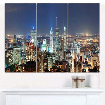 «Montreal at Dusk Panorama», reproduction de photo à multiples images sur toile