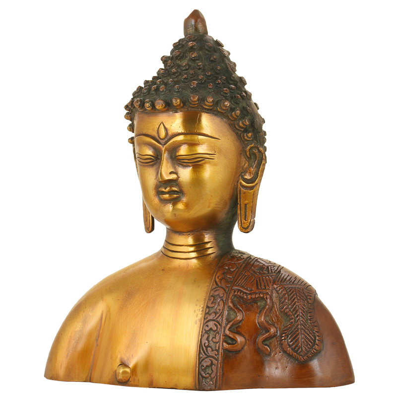 Buste de Bouddha, Brun / or