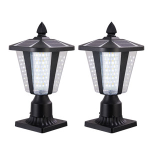 Solar Post Lights, Dual Warm/cool White, Dusk-to-dawn, Waterproof Aluminum (set Of 2)