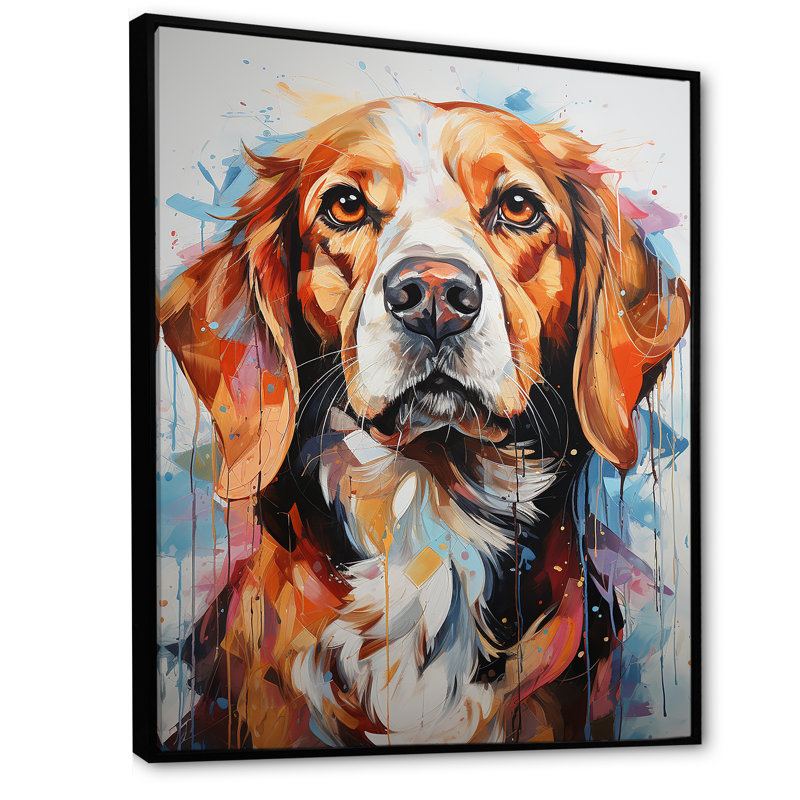 Beagle Bliss I sur impression sur toile, H 40 po x l 30 po x P 1,5 po, Cadre flottant noir