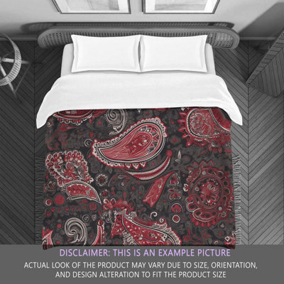 Paisley Gray/Red Microfiber Comforter