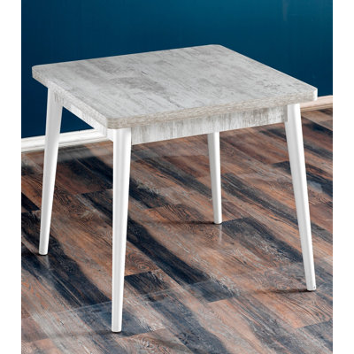 Scandinavian Style Dining Table, Antique & White, 31.5 x 31.5 x 30.2 inches | 100% Melamine Coated Particle Board, Thickness: 0.7 inches | Sturdy Wooden Legs, Perfect for Modern Dining Spaces & Elegant Gatherings