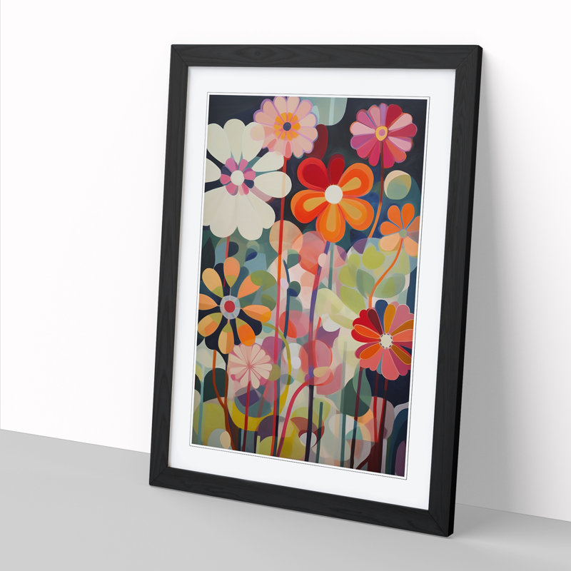 Modern Flowers Orphism Vol.2 - Picture Frame Print, Black, 64cm H x 46cm W x 2cm D