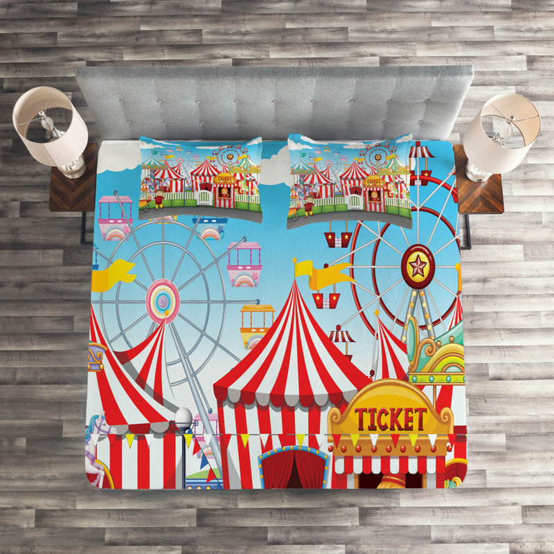 Circus Polyester Coverlet, King Bedspread + 2 Shams