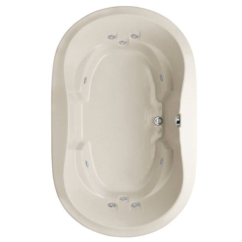 Savannah 66'' L Whirlpool Bathtub, Biscuit, Polished Brass