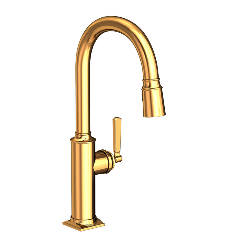 Adams Single Handle Pull Down Kitchen Faucet, Polished Gold (PVD)
