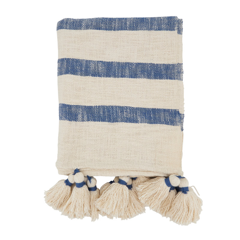 Hand Woven Throw Blanket, Blue