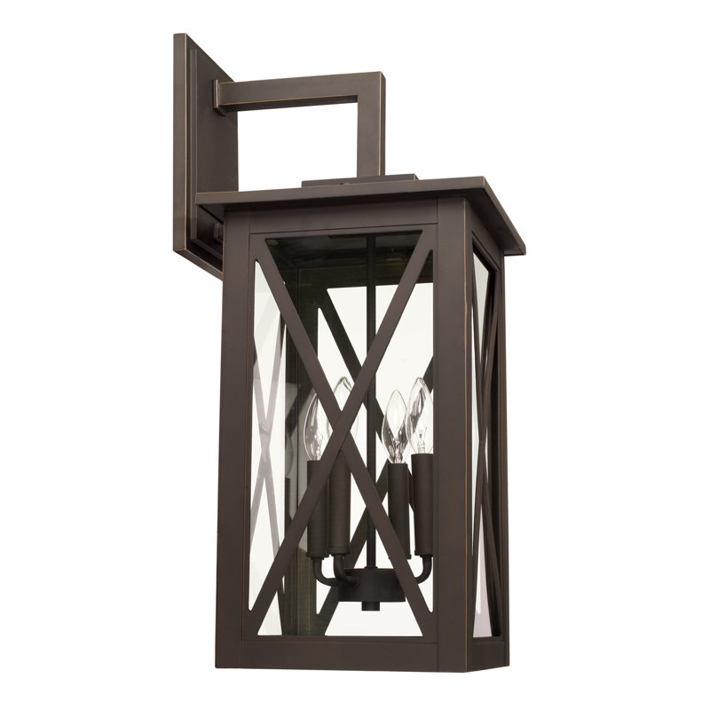 Lanterne murale d'extérieur 4 lumières Aticus, Bronze Huilé