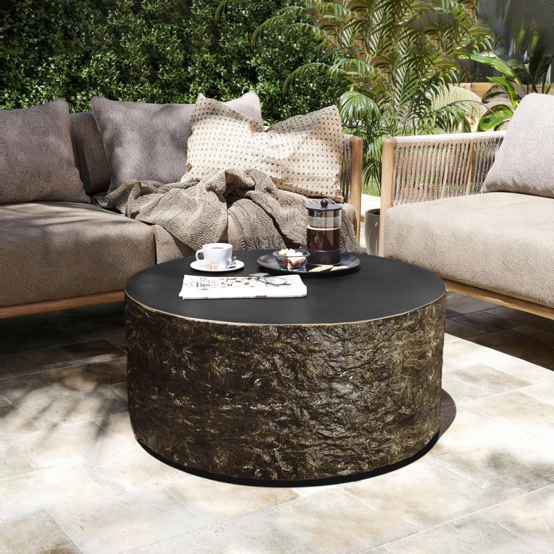 Table basse d'extérieur en oxyde de magnésium 28 po avec finition rétro, Bronze foncé, Round