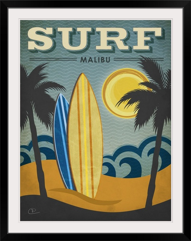 « surf malibu », reproduction d’impression pulve, H 24 po x l 18 po x P 1,5 po, Toile