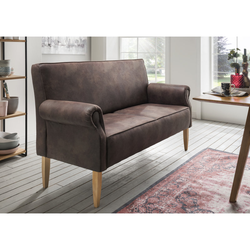 Andrew Upholstered Bench, Beige, Dark Brown