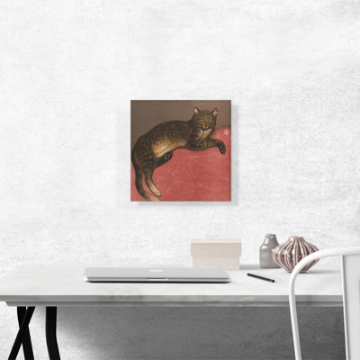 Reproduction d'art sur toile tendue, "Winter Cat on a Coussin Ausesthreckte Katze 1910" par Theophile Steinlen