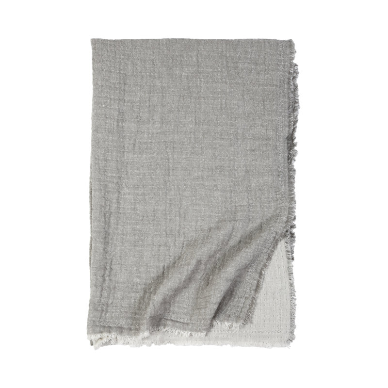 Hermosa Hand Woven Throw Blanket, Light Gray/Cream