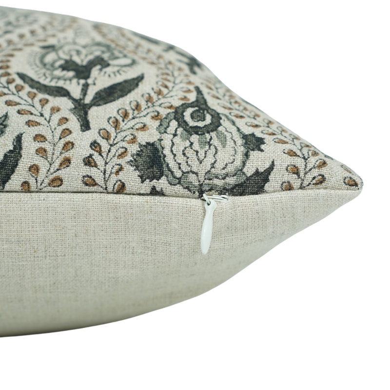 Housse de coussin à motif floral en lin Fab Divine Amarbel, Rectangulaire, H 12 po x l 20 po