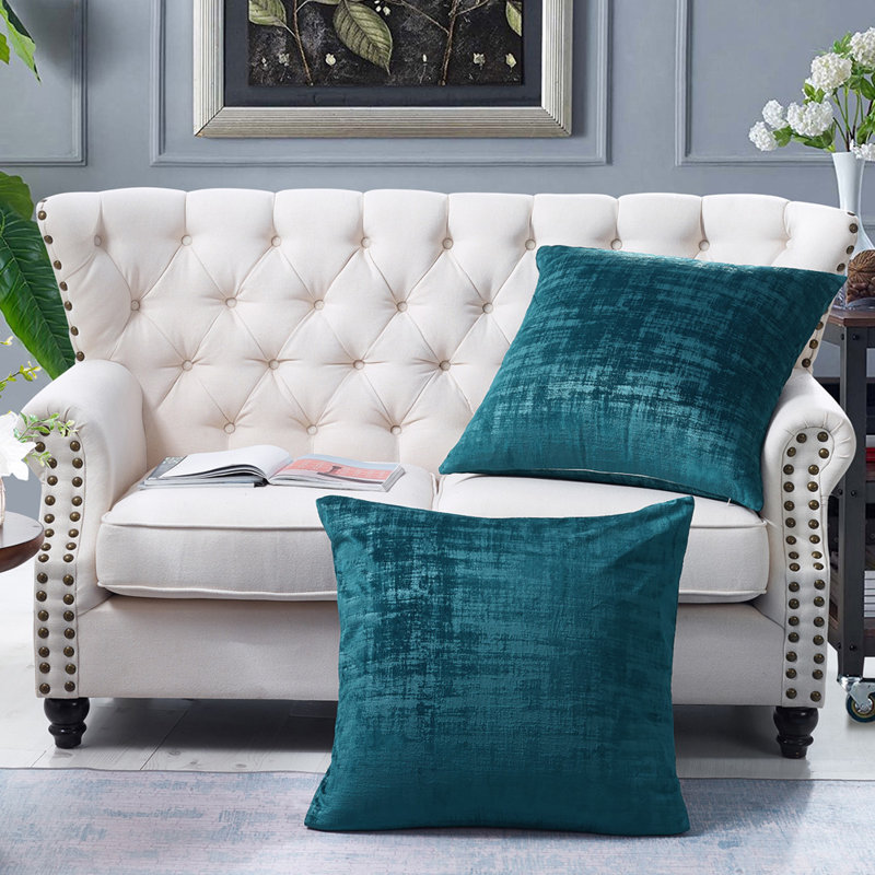 Housse de coussin réversible en velours texturé Euro, Sarcelle foncée
