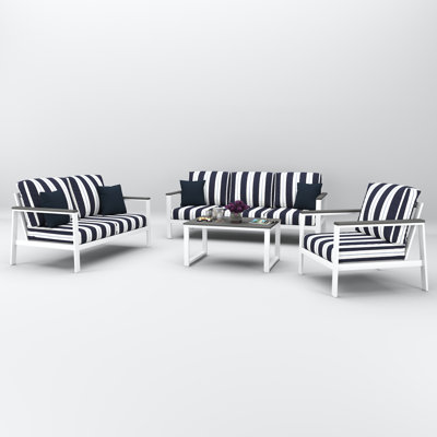 Ronquillo 4 Person Seating Group With Sunbrella Cushions by Birch Lane